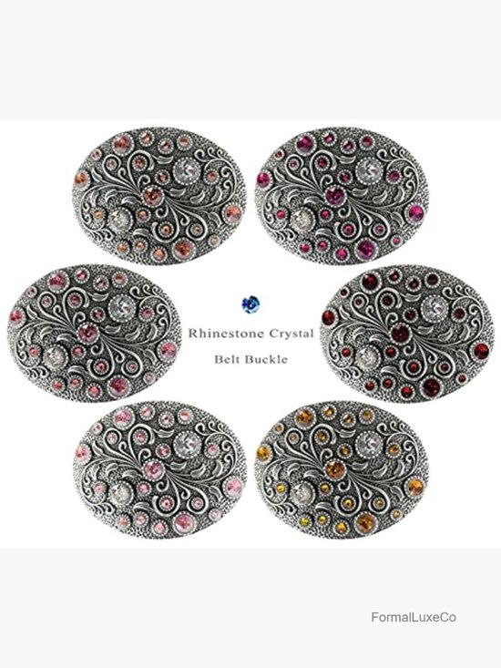 Vintage Crystal Rhinestone Floral Oval Western Belt Buckle main image 5